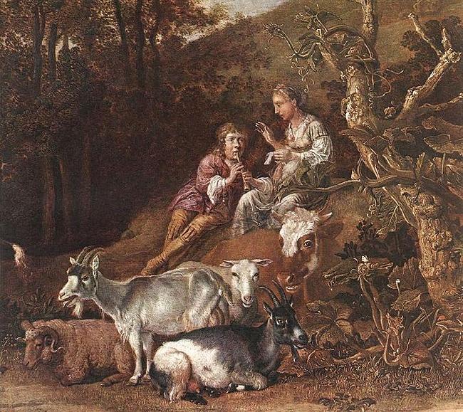 paulus potter Landscape with Shepherdess and Shepherd Playing Flute Spain oil painting art